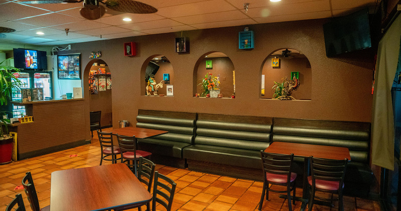 Restaurant interior, tables ready for guests