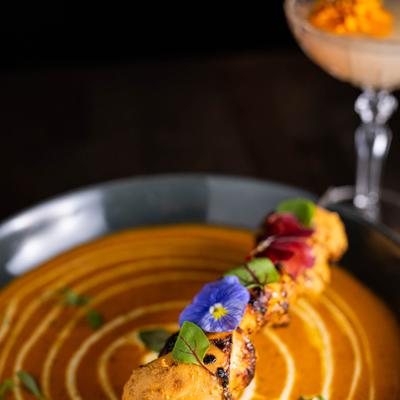 Saffron Butter Chicken bowl, closeup