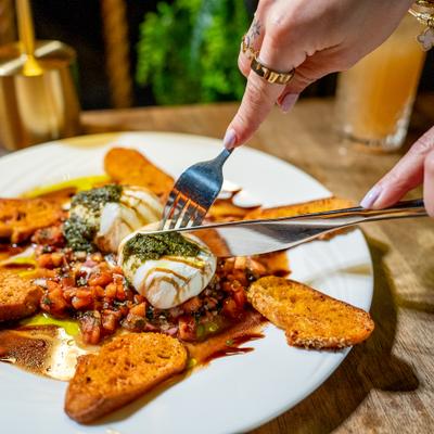 Fresh Burrata and Crostini Appetizer.