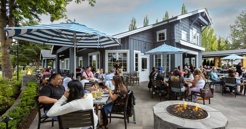 Exterior, guests enjoying drinks
