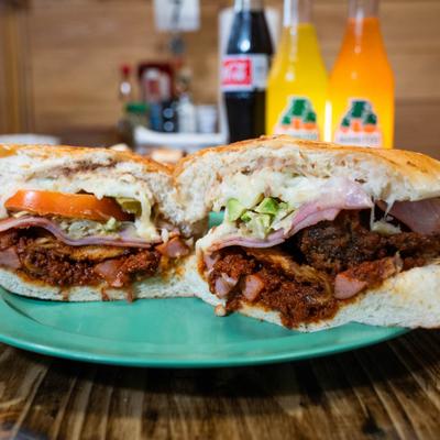 Marinated pork sandwiches.