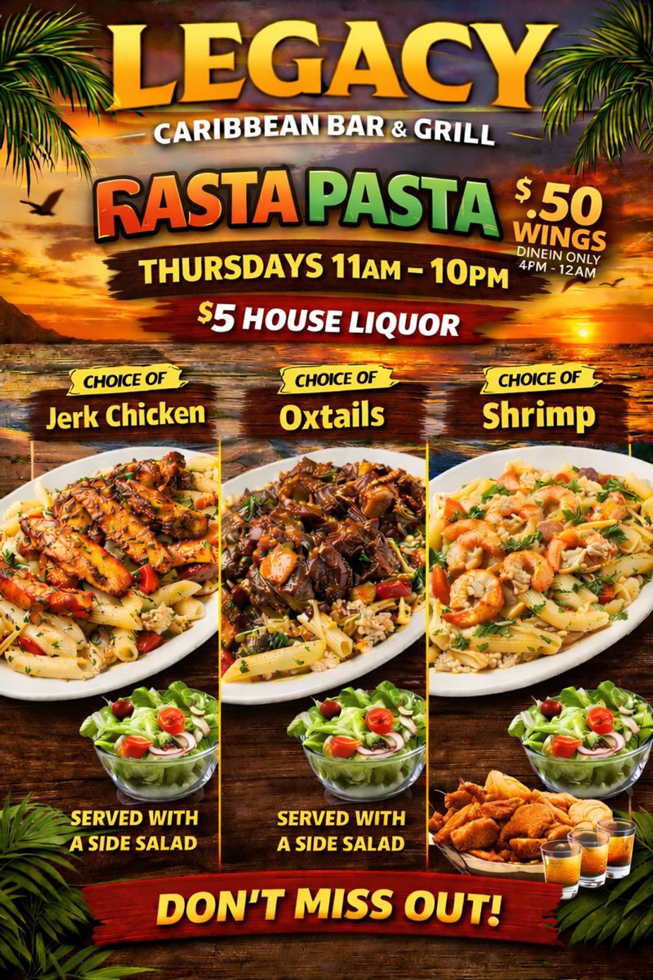 RASTA PASTA THURSDAYS!! $.50 WINGS event photo