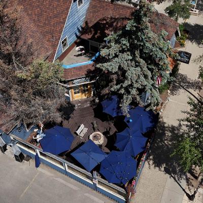 Aerial view of The Blue Stag Saloon.