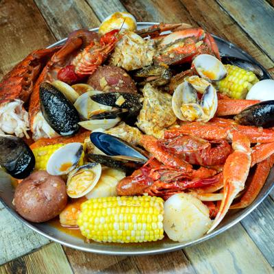 Seafood boil platter.
