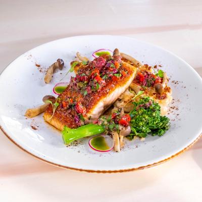 Coriander Crusted Salmon.