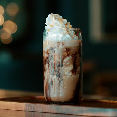 Iced mocha with whipped cream.