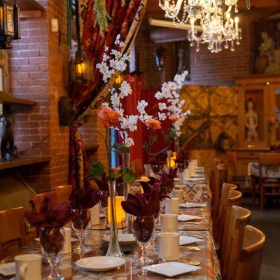 Interior, table set up to celebration