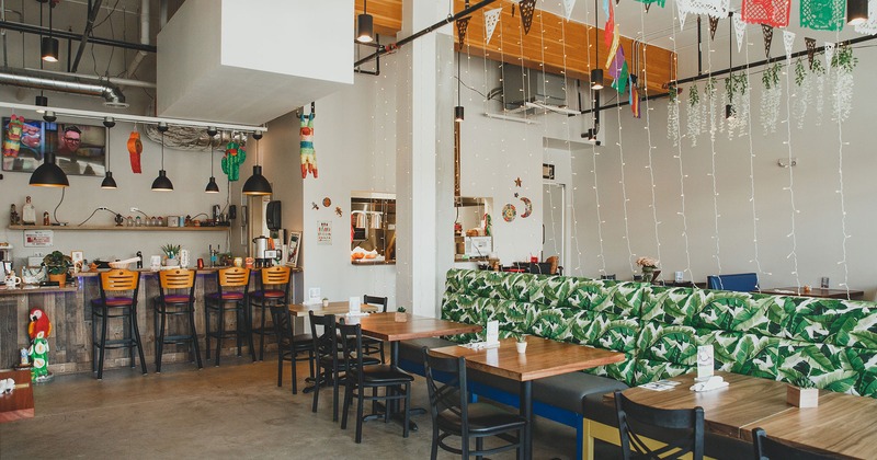 Interior, seating area and bar