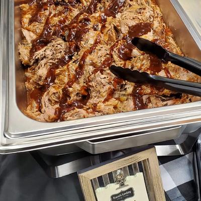 Pulled pork buffet tray.