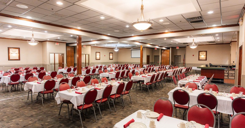 Dining area, tables ready for guests