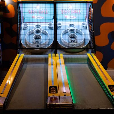 The rolling ball game arcade machine.