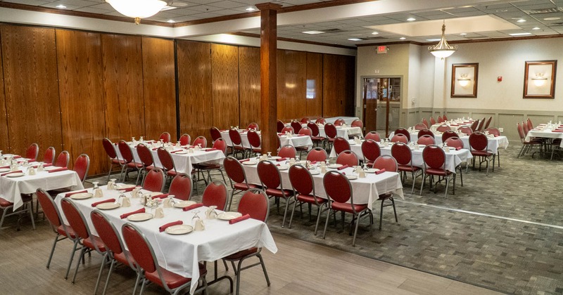 Interior, dining area, tables and seats