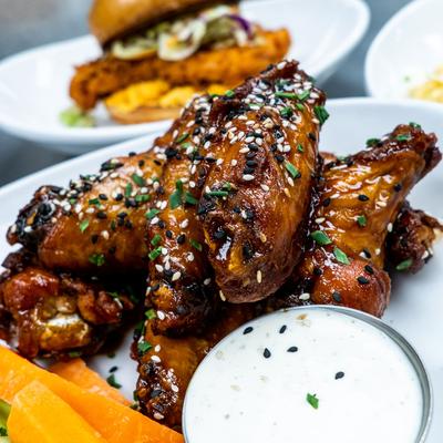 Grilled chicken, dip on the side