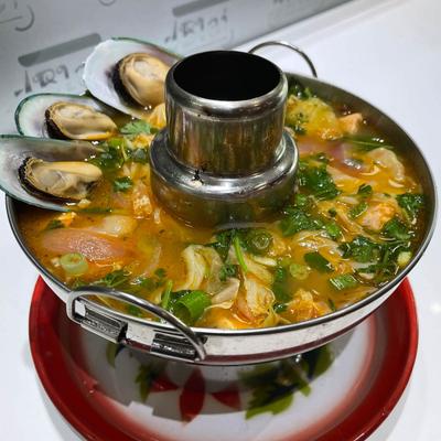 Hot pot seafood soup.