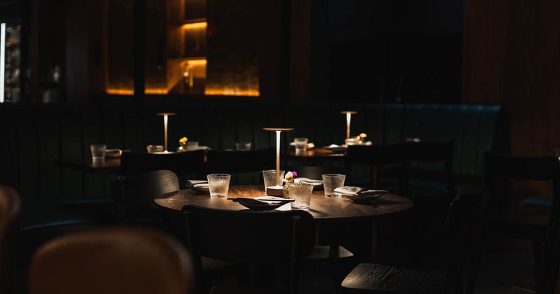 Dining table with dimmed light