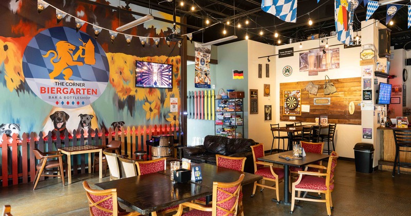 Interior, seating area with tables and chairs