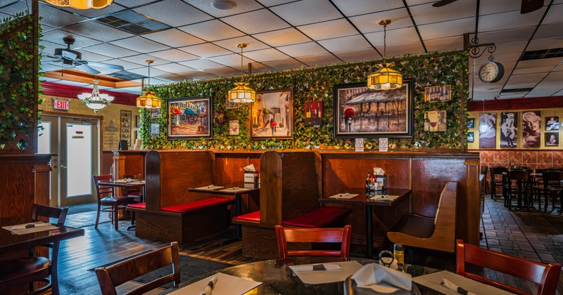 Interior, seating area with booths