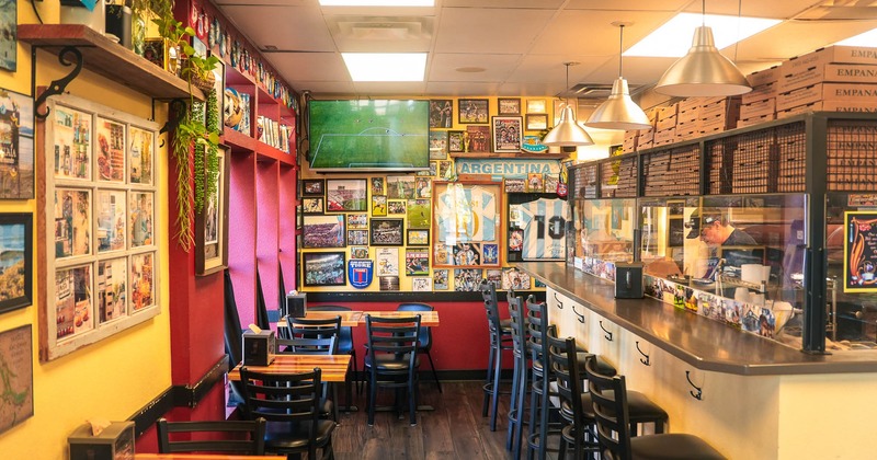 Interior, tables, chairs and serving area