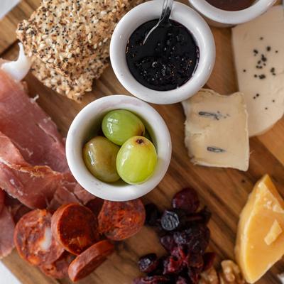 Charcuterie  board close up.