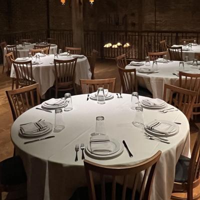 Round dining tables.