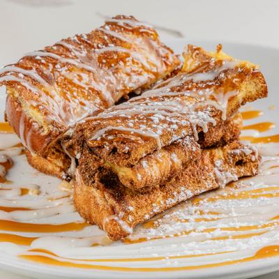 Churro french toast, close-up.
