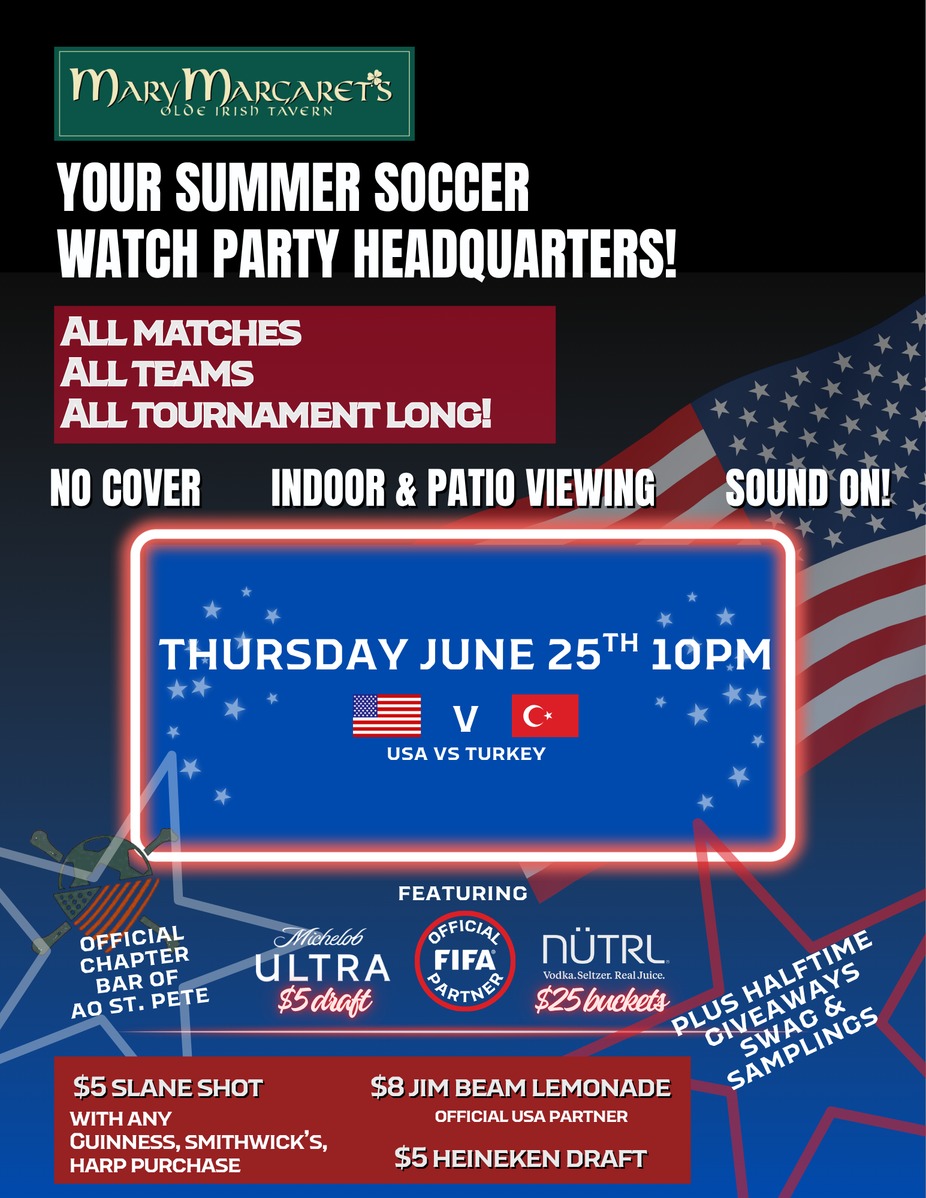USA vs Turkey Watch Party in St. Pete at Mary Margaret’s Irish Tavern event photo
