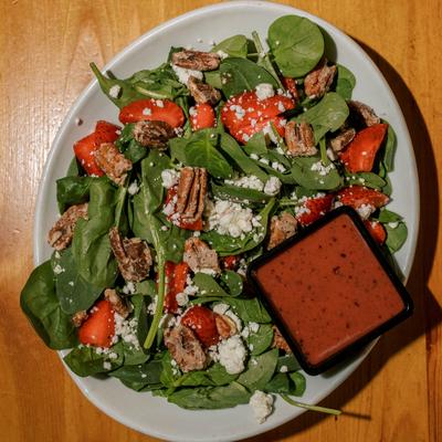 Strawberry salad, top view.