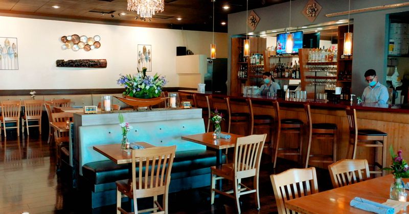 interior, seating area and the bar captured