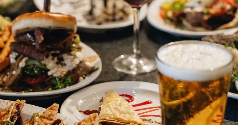 Assorted food and drinks on the table