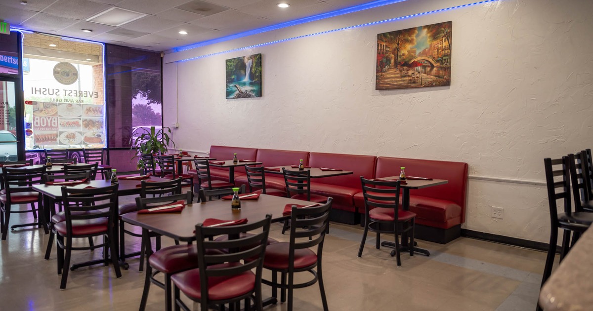 interior seating area, tables and boots