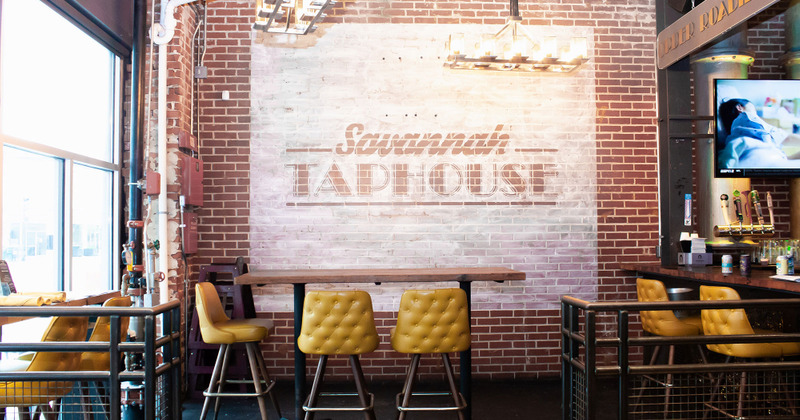 Interior, restaurant logo on the wall