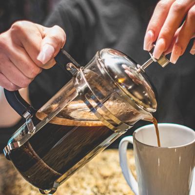 Bartender sipping coffee