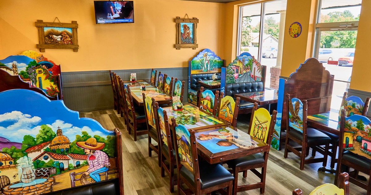 Interior, wide view of dining area