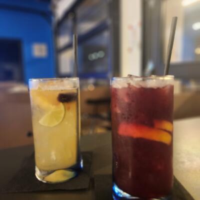 Amalfi Coast White & Sicilian Rose Red Sangria by the glass or pitcher!.