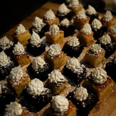 Chocolate and Vanilla cake bites.