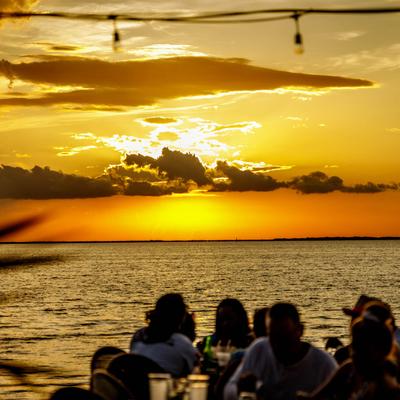 People looking at the sunset.