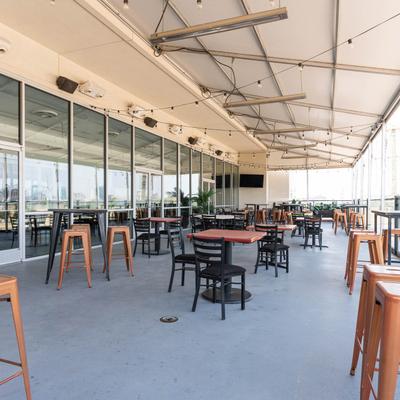 Rooftop terrace, seating area.
