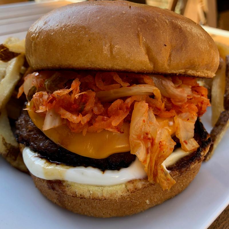 Kimchi Burger with Fries photo