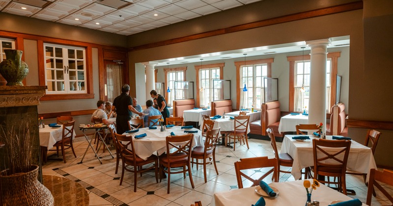 Interior, wide view, dining area
