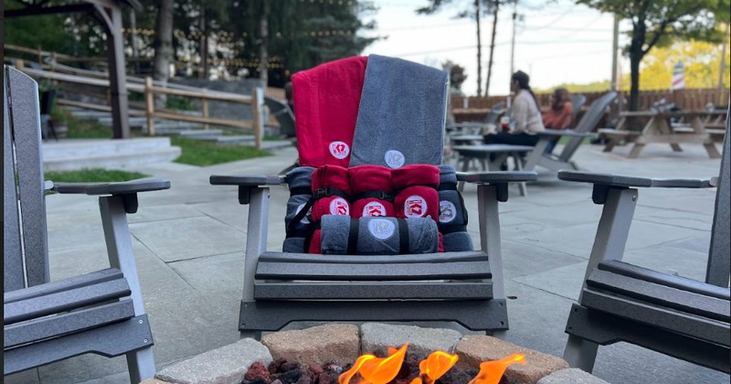 Interior, seating area with tables and chairs