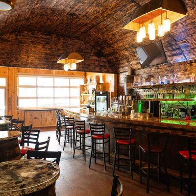 Seating and bar areas.