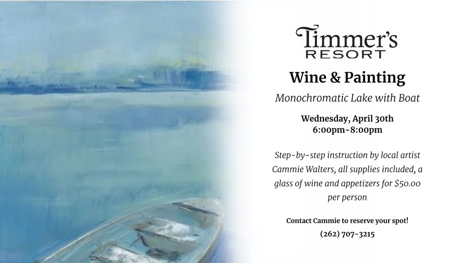 Wine & Painting - Monochromatic Lake with Boat event photo