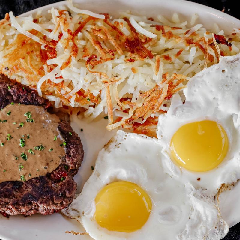 menu item 10 of 26, Wyoming Elk Chop Steak & Eggs* (When Available)