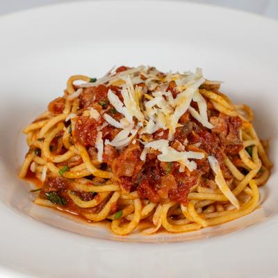 Spaghetti in tomato sauce.