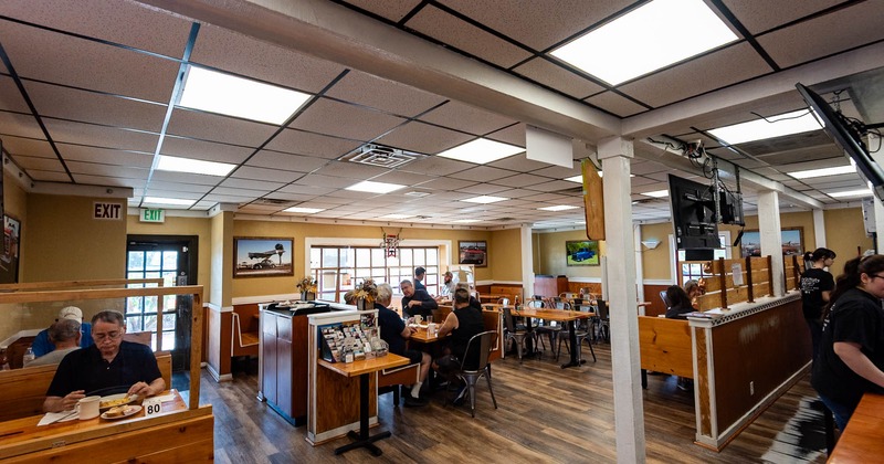 Interior, wide view, dining area