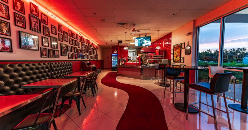 Interior of a modern casual pizza restaurant