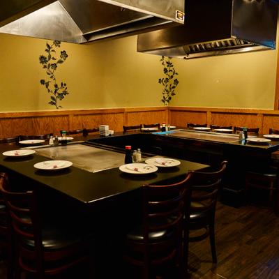 Dining area with Japanese grill tables.