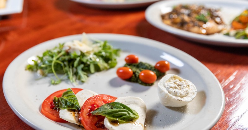 Salad of mixed greens, tomatoes and fresh mozzarella