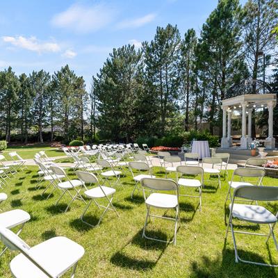 White chairs on lawn