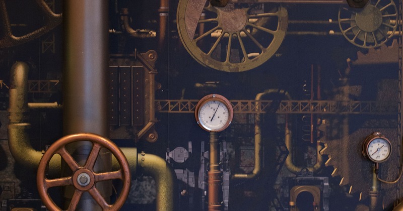 Interior, steampunk wall decoration detail